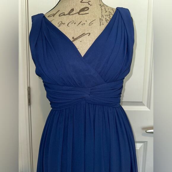 Donna Morgan Women’s sz 4 Julie Twist-Waist Silk Chiffon Gown Midnight Navy - Picture 4 of 10